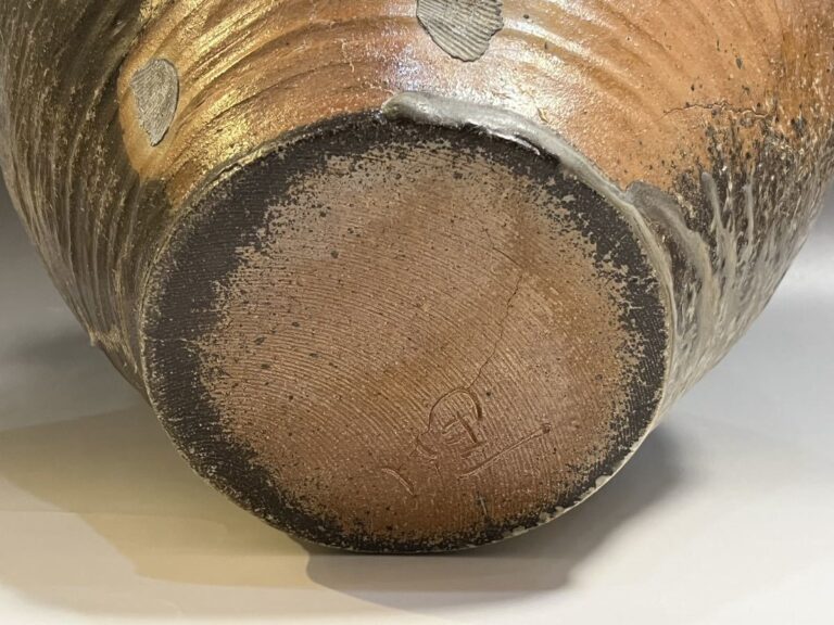 今井理桂 津軽烏城焼 自然釉 大壷 銘 潜龍湖 高さ41㎝ 大作 匿名配送の陶印