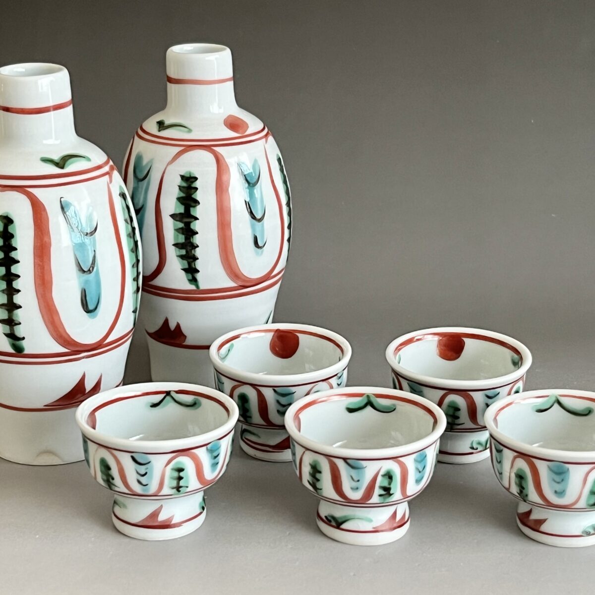 色絵　風物文　酒器揃い