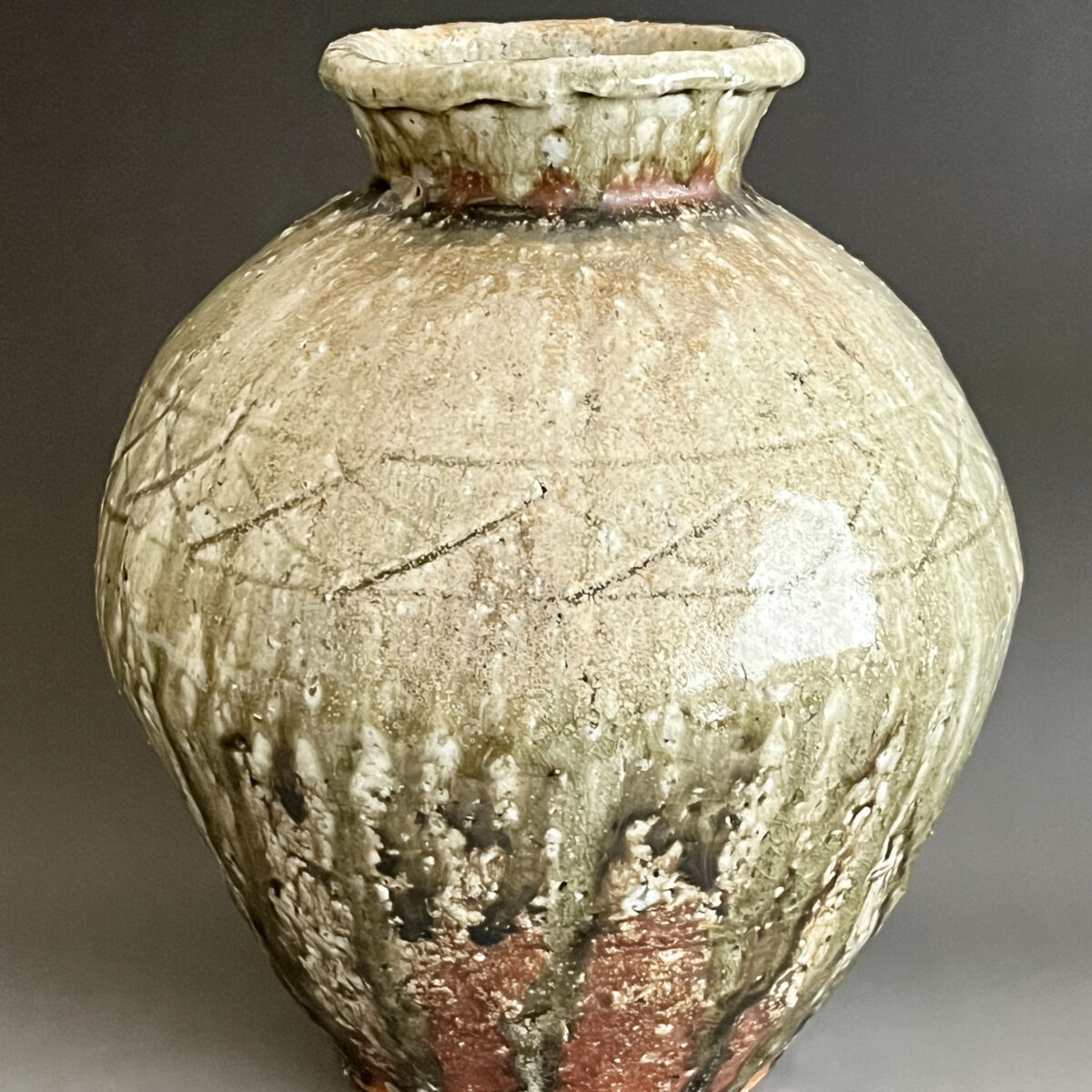 信楽　自然釉　壷