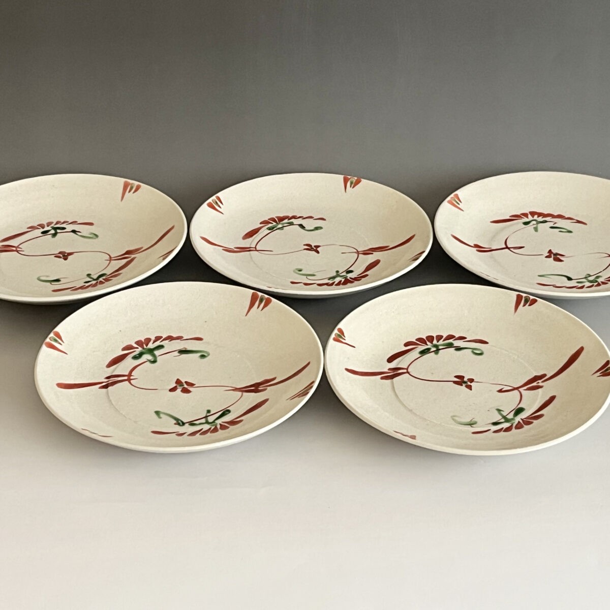 赤絵　草花文　組皿　五枚