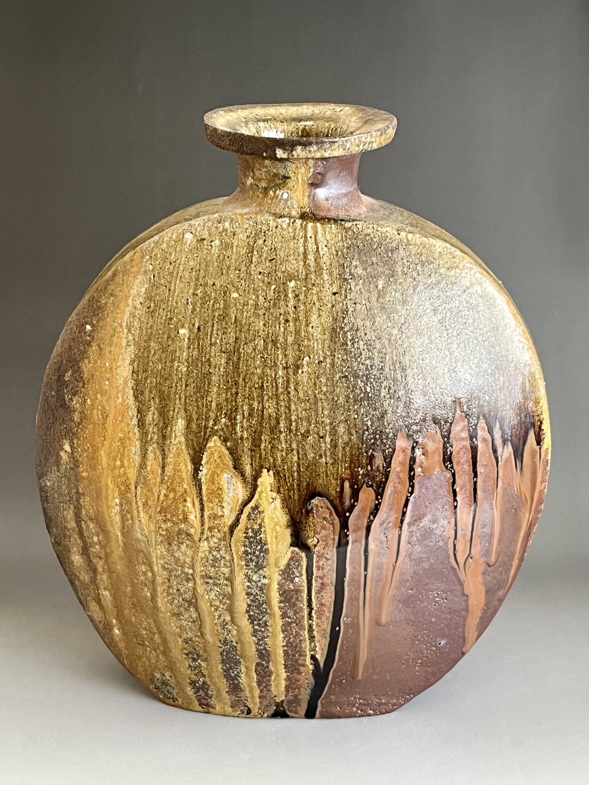 西浦武 越前焼 扁壷 高さ33.0㎝ 花入 花瓶 花器 茶道具 | 陶酔庵