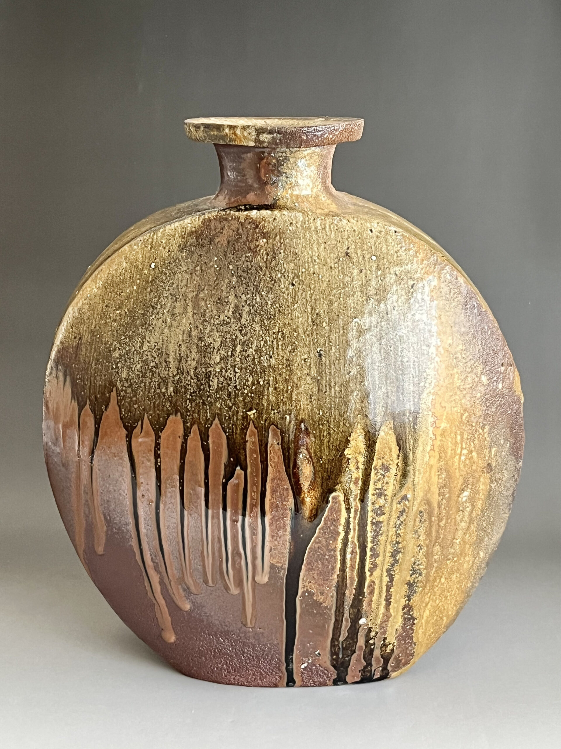 越前　花入　西浦武 西浦武 越前焼 扁壷 高さ33.0㎝ 花入 花瓶 花器 茶道具 | 陶酔庵