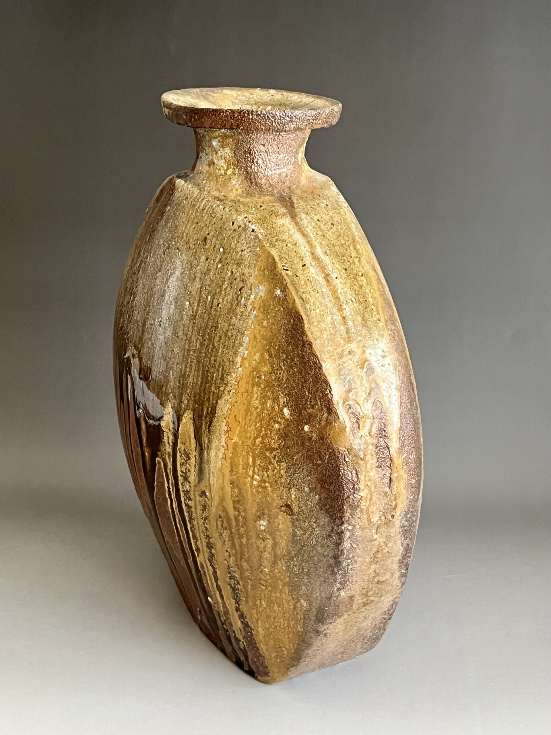 越前　花入　西浦武 西浦武 越前焼 扁壷 高さ33.0㎝ 花入 花瓶 花器 茶道具 | 陶酔庵