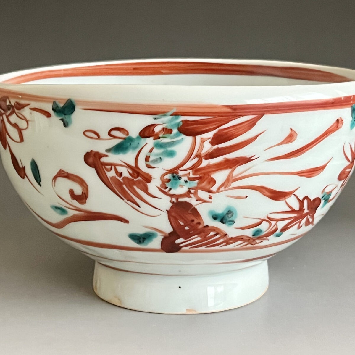 赤絵　しか文　深鉢