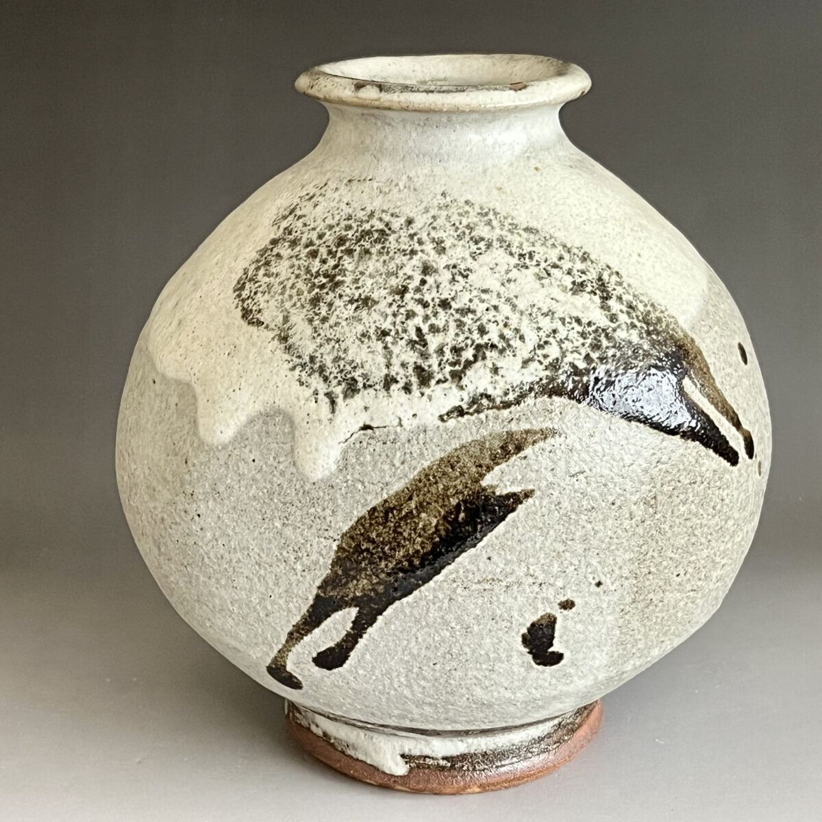 糠釉　黒文　扁壷