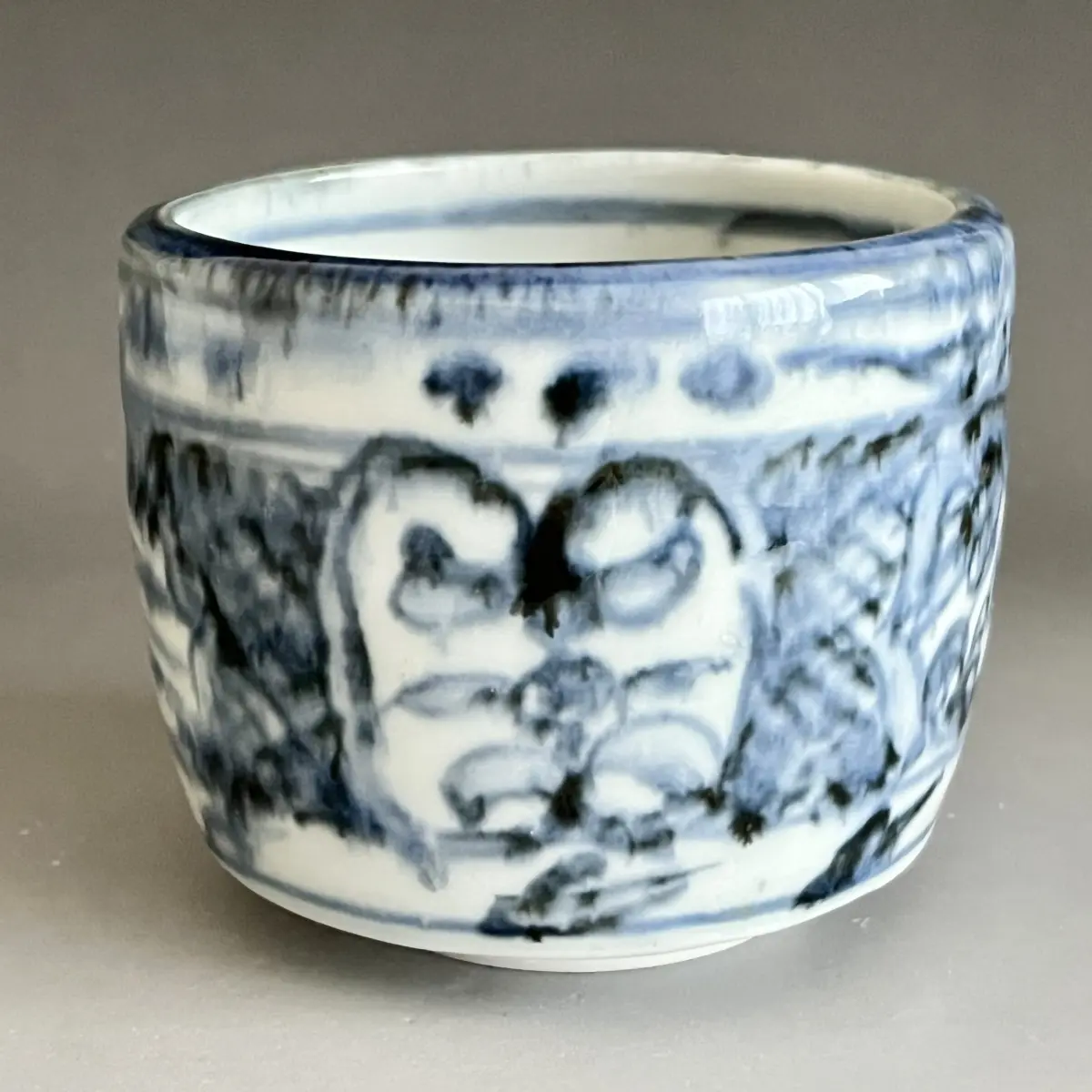 廣永窯 坪島土平造 梅絵 染付 四方鉢 共箱 茶道具 川喜田半泥子師事860