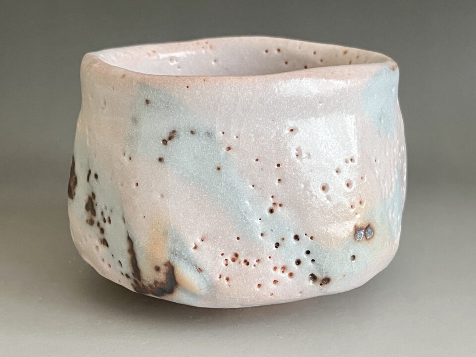 ★ 安藤日出武　柿下窯　志野　茶碗　二重箱　茶道具