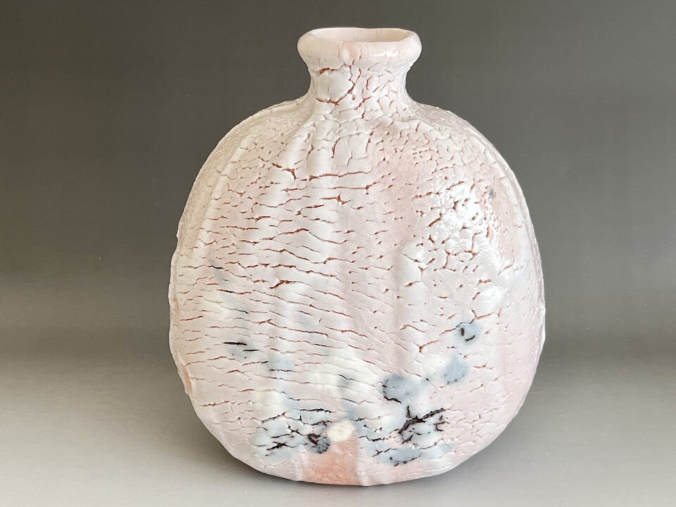 岐阜県重要無形文化財　林正太郎　絵志野　扁壷　花入　花生　花器　茶道具