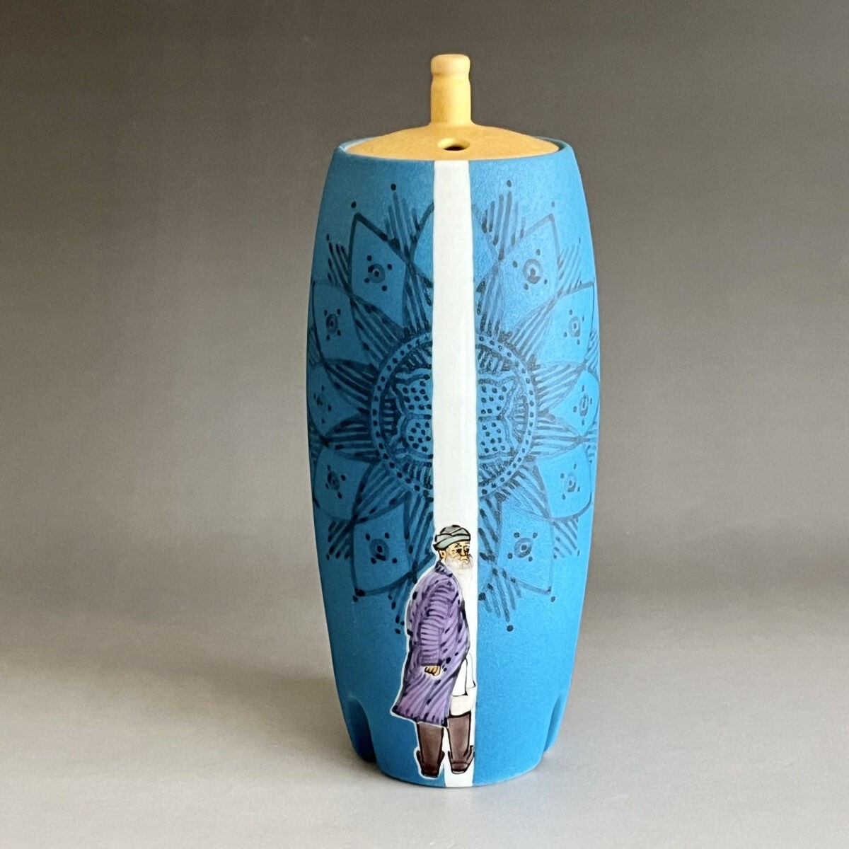 色絵　遠い日　シルクロードブルー　香炉