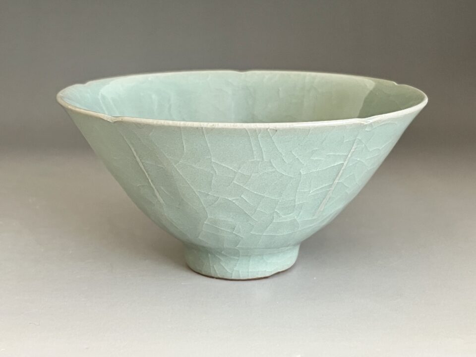 ⚫︎ 川瀬満之 （父 初代 川瀬竹春） 青磁　輪花　茶碗　茶道具