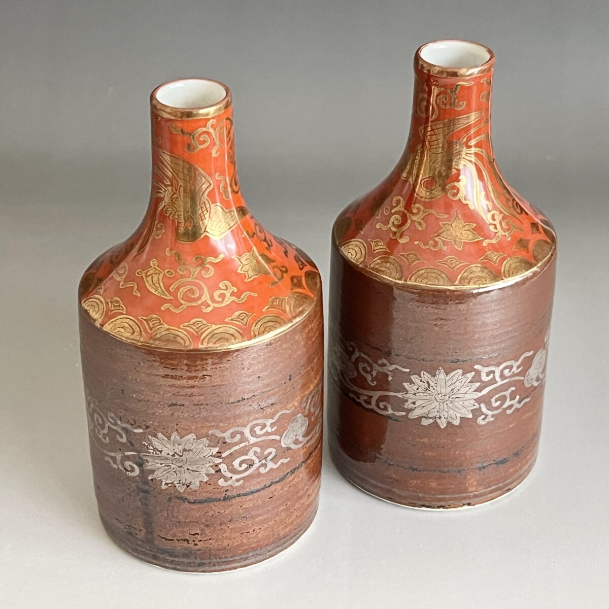 金襴手　酒瓶　一対
