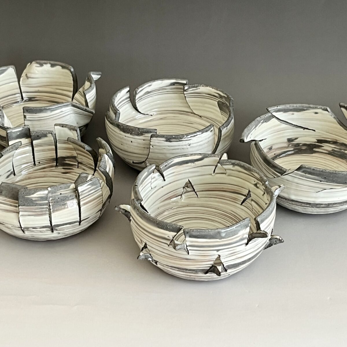 刷毛目　穴空き　変わり向付　五客