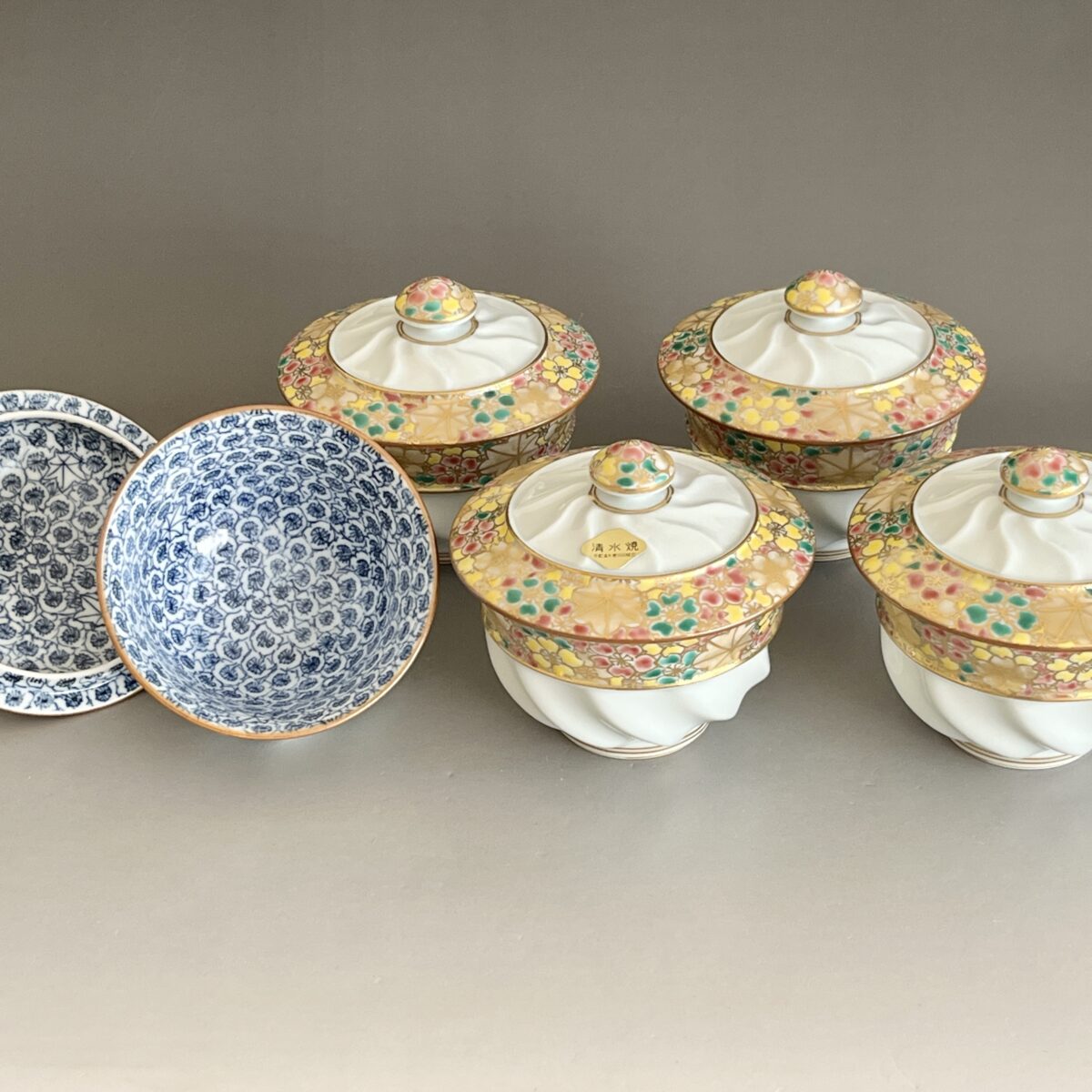 着彩雲錦詰　お茶呑茶碗　五客