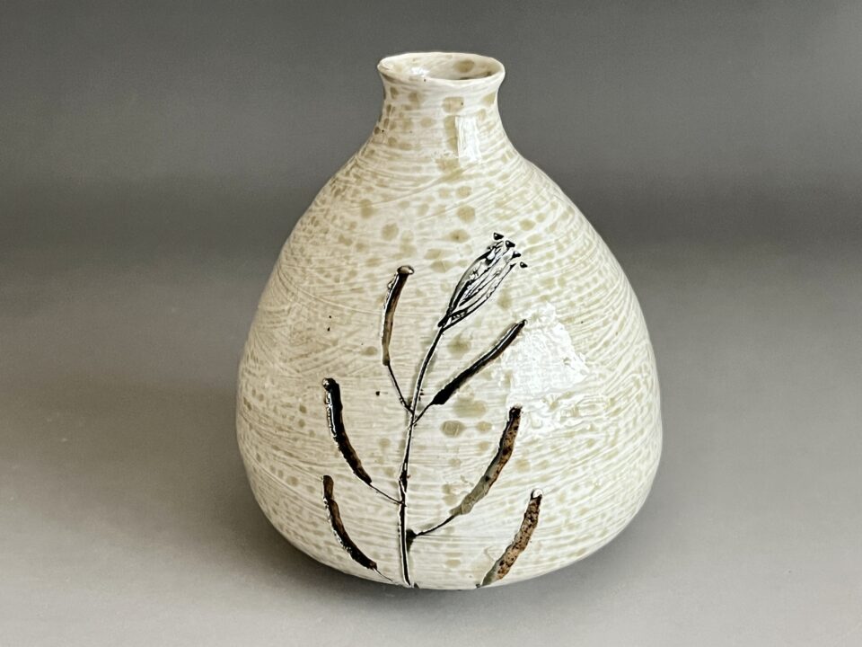 藤平伸　呉須　灰釉　草紋　徳利　酒器