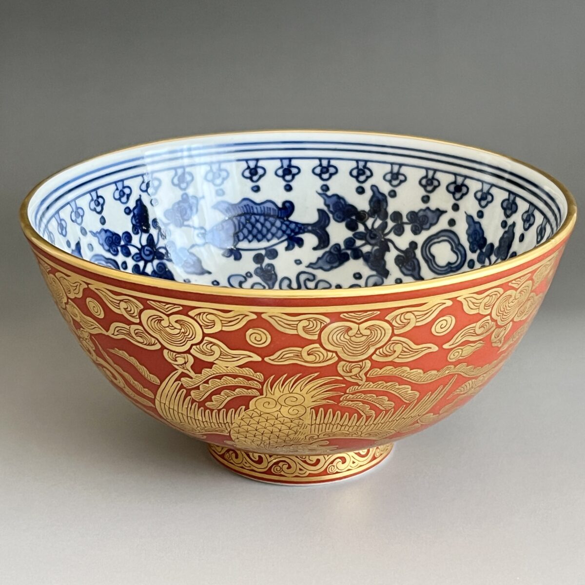 赤地金襴手　鳳凰文　鉢