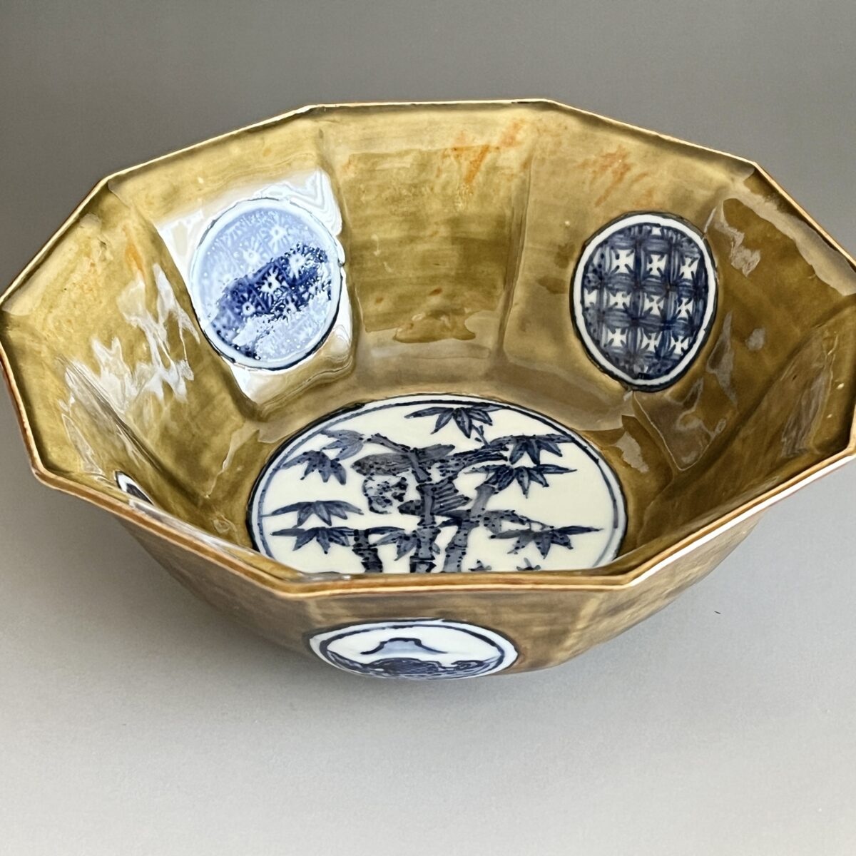 吸坂釉　染付　丸紋　菓子鉢