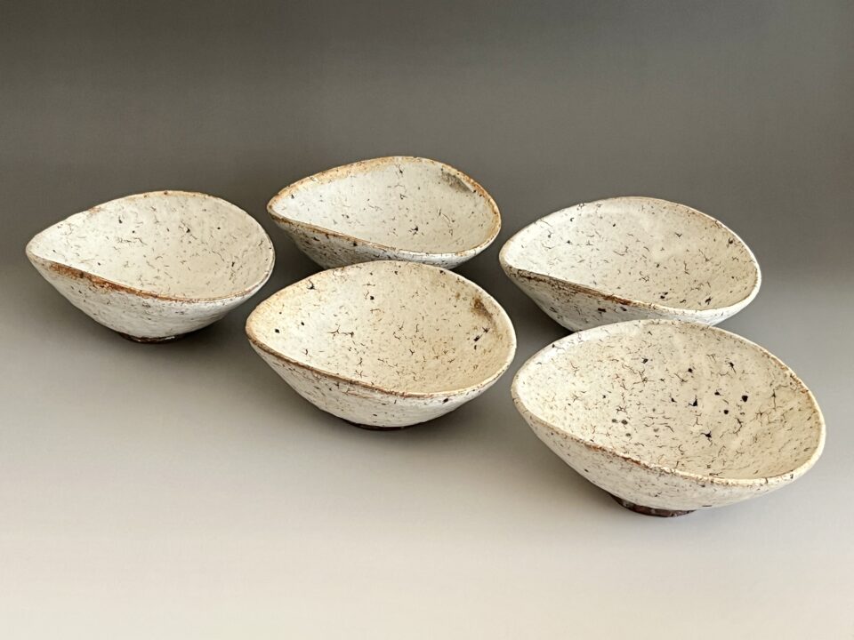 中川自然坊　粉引　唐津　向付　五客　小鉢　懐石　会席　和食器