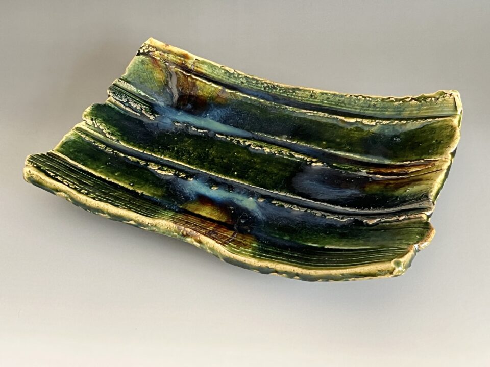 十四代 加藤康景 （正治）　織部　皿　胴径33.5㎝　長方皿　板皿　懐石　会席　和食器