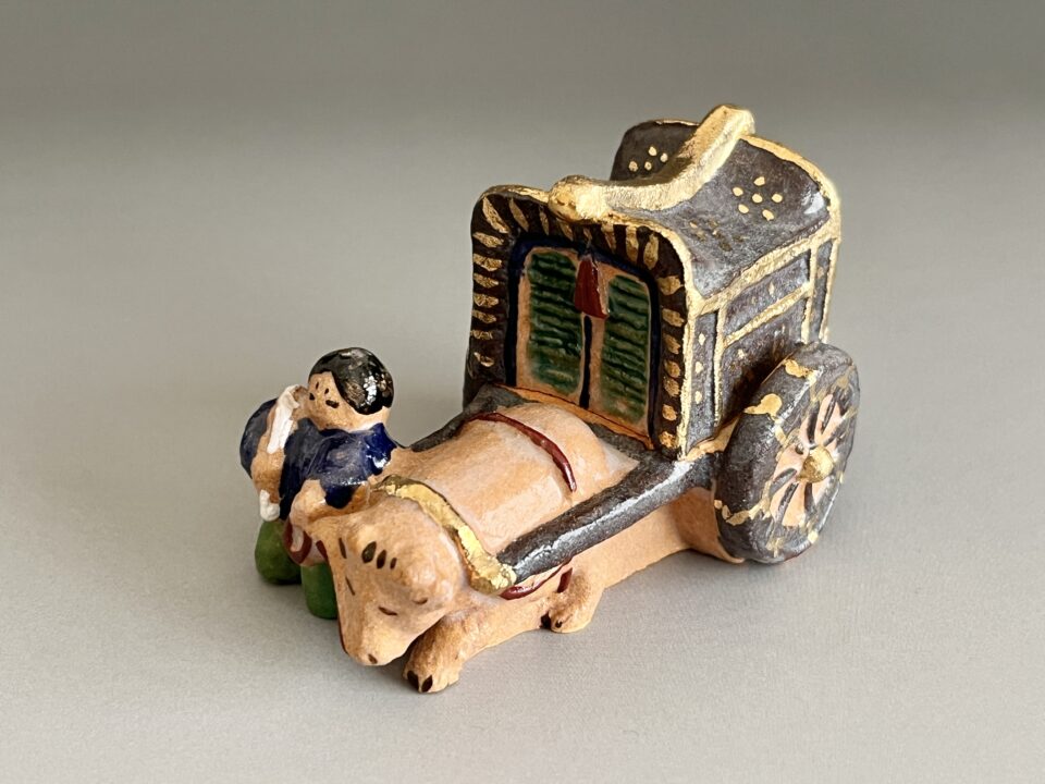 長谷川剛　一陶人窯　牛車と童狩衣　香合　茶道具