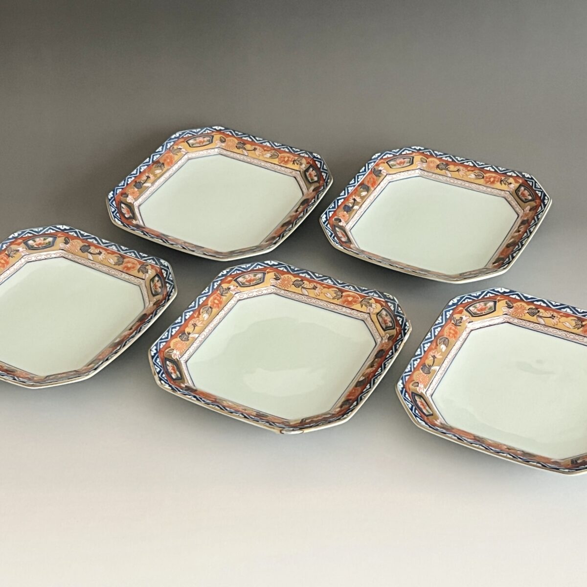 極錦金彩古伊万里　銘々皿　五客