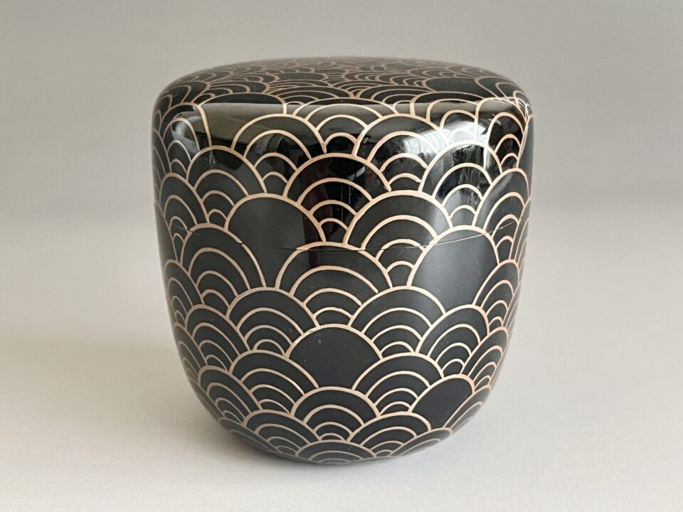 松本正 （号 正一） 輪島塗　青海波　棗　銀溜　内銀地　茶器　茶道具