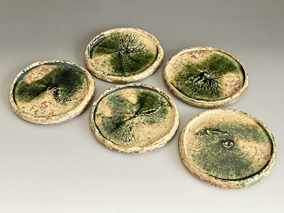 寺田美山　美山陶房　織部流し　銘々皿　五客　五枚　小皿　懐石　会席　和食器　