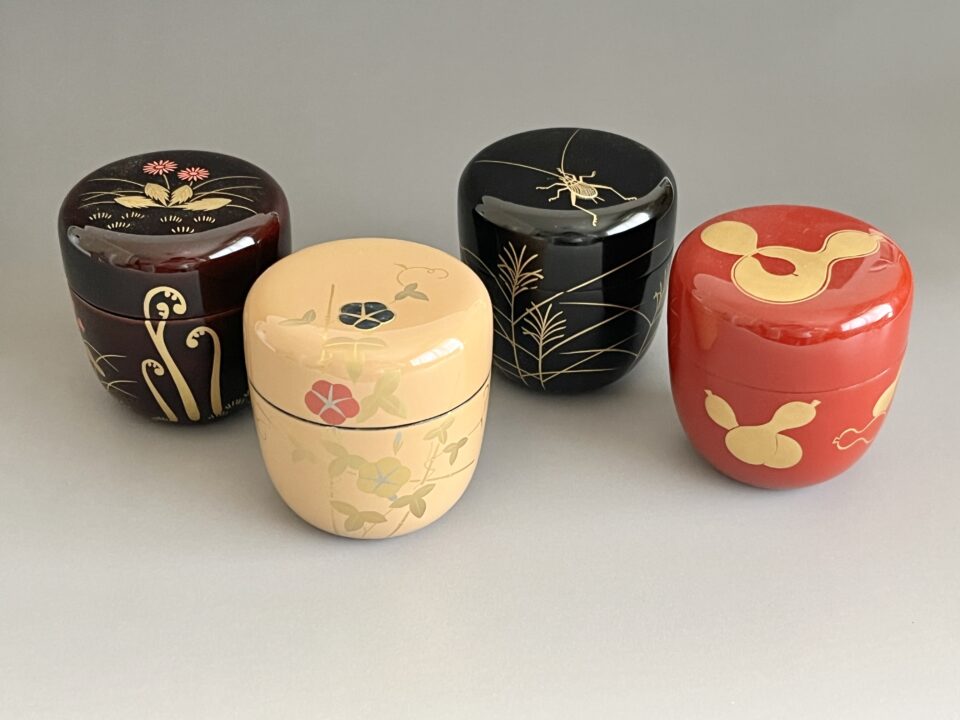 ★ 中村湖彩　蒔絵師　四季　中棗　茶道具