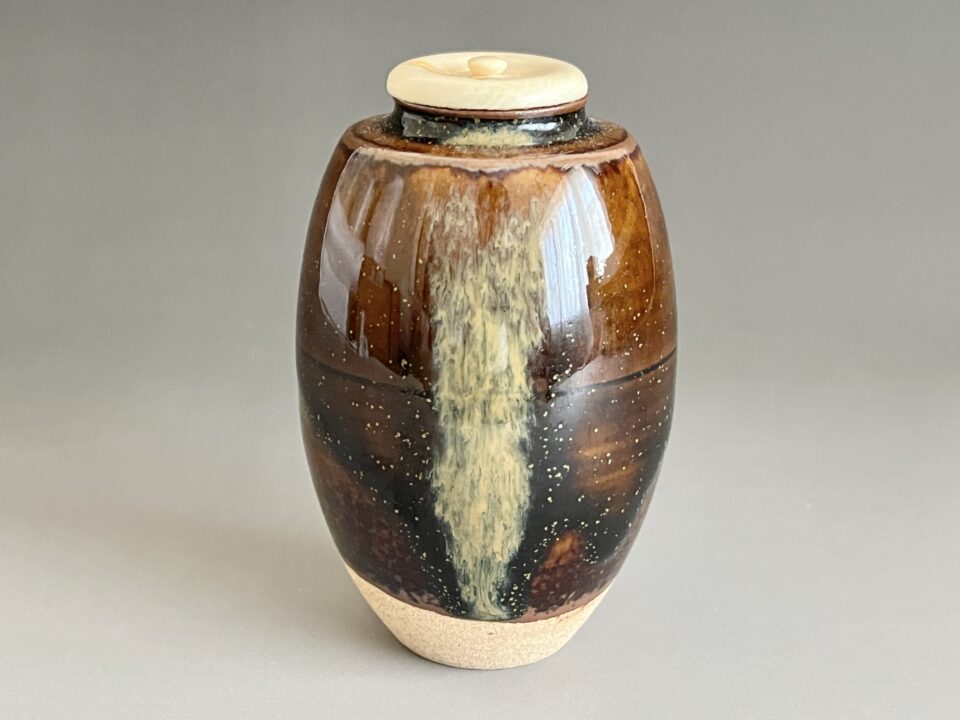 ⚫︎ 福森守比古　阿漕焼　肩衝茶入　仕覆 伊豫簾れ　茶道具