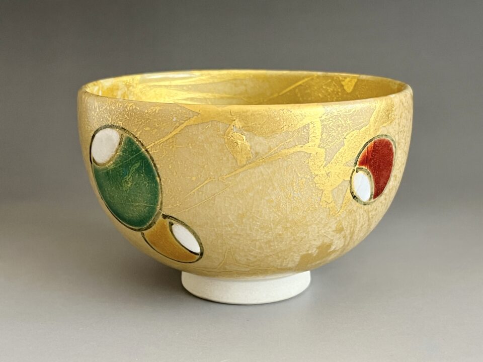 ⚫︎ 北村隆　九谷焼　茶碗　金箔　色絵ツボツボ　茶道具