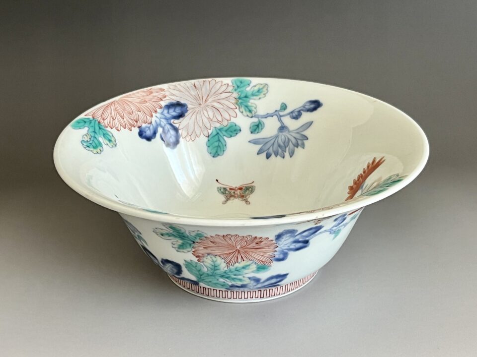 ⚫︎ 十一代 今泉今右衛門　肥前有田　染錦　花蝶文鉢　茶道具　和食器