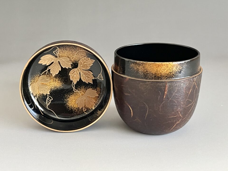 ⚫︎ 石井隆鳳　和紙張　蔦蒔絵　中棗　茶道具　茶器