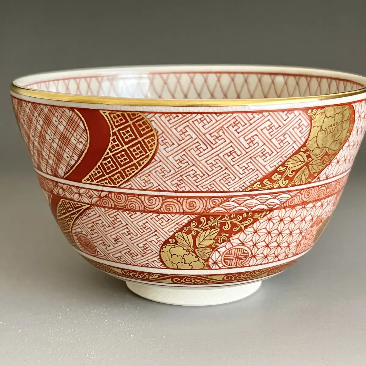 ☆ 米久和彦 九谷焼 赤網手捻小紋 茶碗 茶道具 | 陶酔庵 -tousuian-