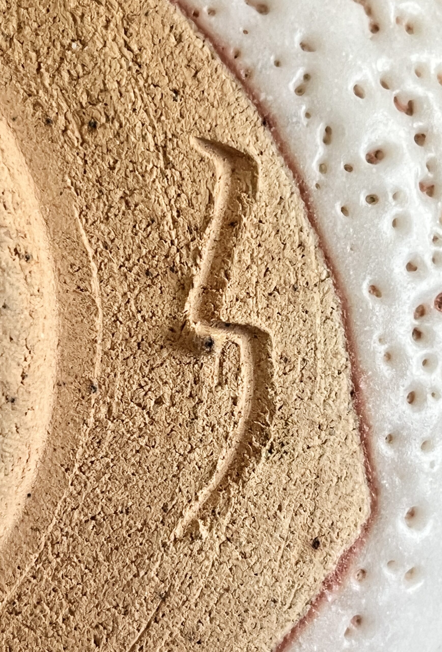 ★ 田部井健二　志野茶碗　茶道具の陶印