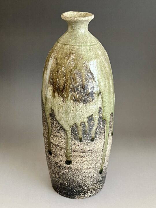 ★ 竹内公明 （師 江崎一生）常滑焼　 灰釉壷　花入　花瓶　花器　茶道具