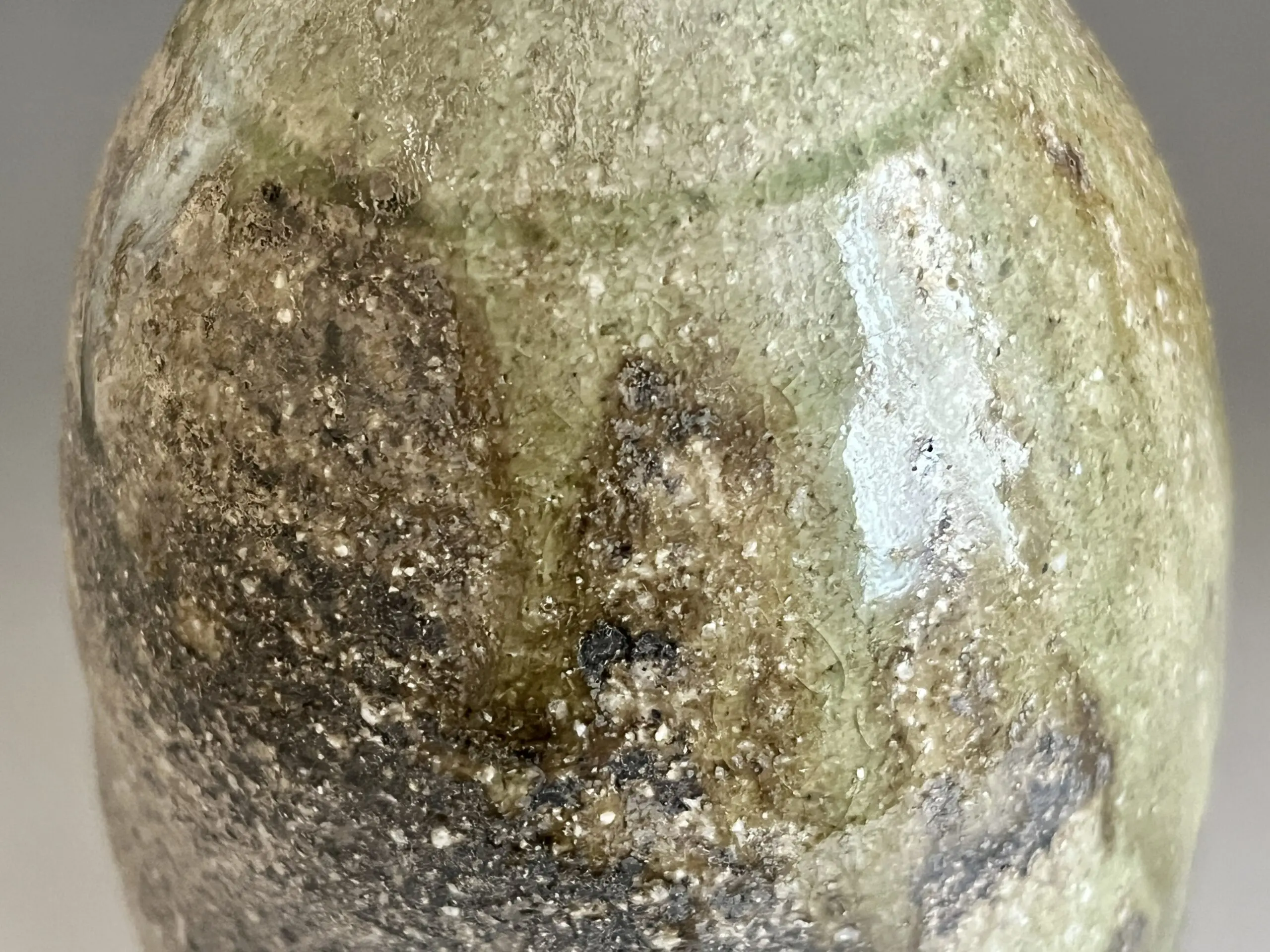 ☆ 竹内公明 （師 江崎一生）常滑焼 灰釉壷 花入 花瓶 花器 茶道具