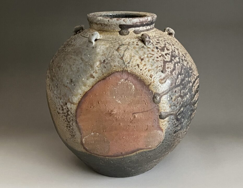 小川秀蔵 （祖父 小西陶古） 備前　窯変耳付扁壷　花入　花生　花器　茶道具