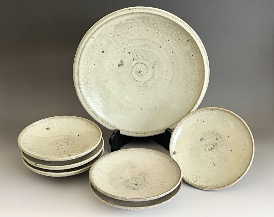 ★ 西岡良弘 （父 西岡小十） 斑唐津　銘々皿六枚　大皿31.2㎝　六客　組皿　会席　懐石　和食器