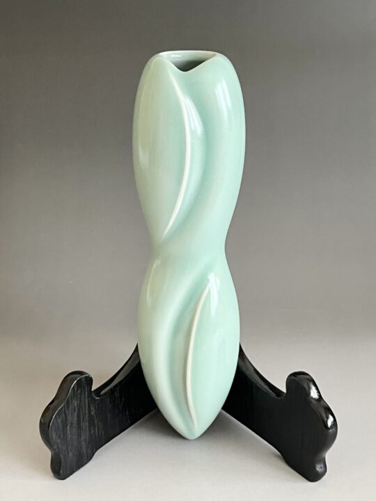 ★ 人間国宝 神農巌　青磁　掛花入　花瓶　花生　花器　茶道具