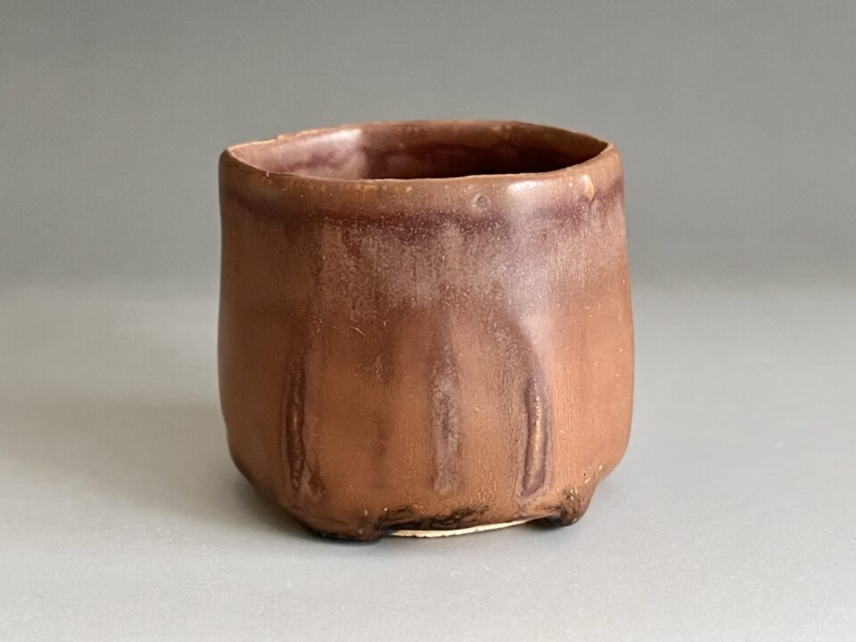 人間国宝 加藤孝造　鉄釉　六角　ぐい呑　面取り　酒盃　酒器