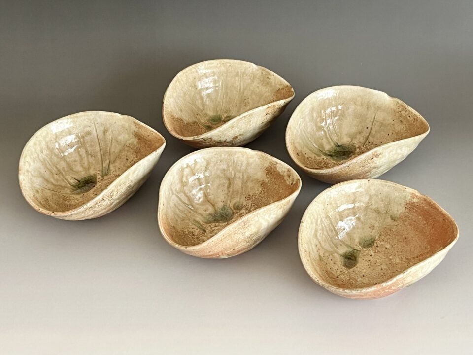 ⚫︎ 杉本貞光　寺垣外　信楽　小鉢　片口形向付　五客　懐石　会席　和食器