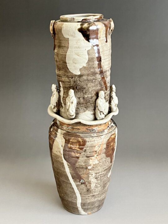 二代 泥中蔵六 （眞清水蔵六） 七ツ観音像花入　四代 真清水蔵六識　花瓶　花器　茶道具