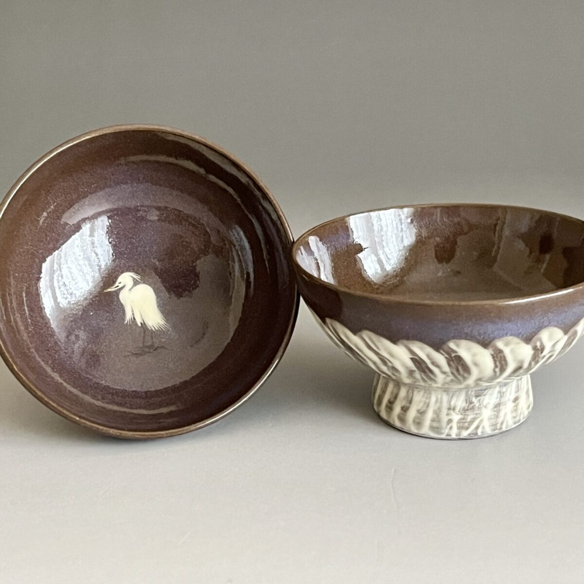 白鷺文　盃　二客