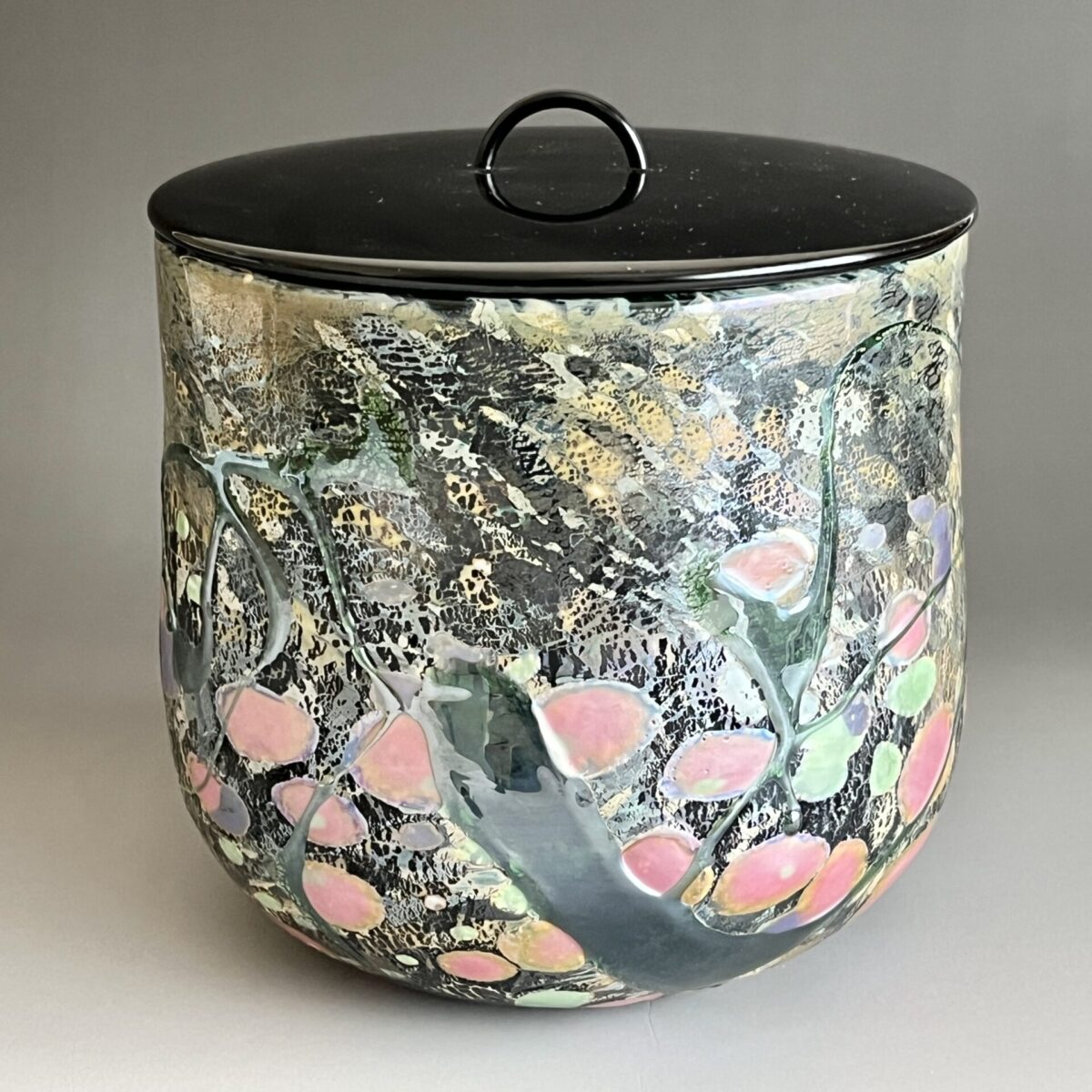 銀彩変水指　さくら