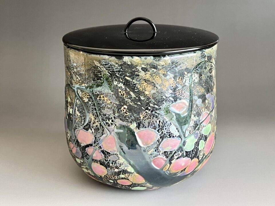 ★ 江副行昭　銀彩変　水指　さくら　硝子　熔壌ガラス　桜　茶道具