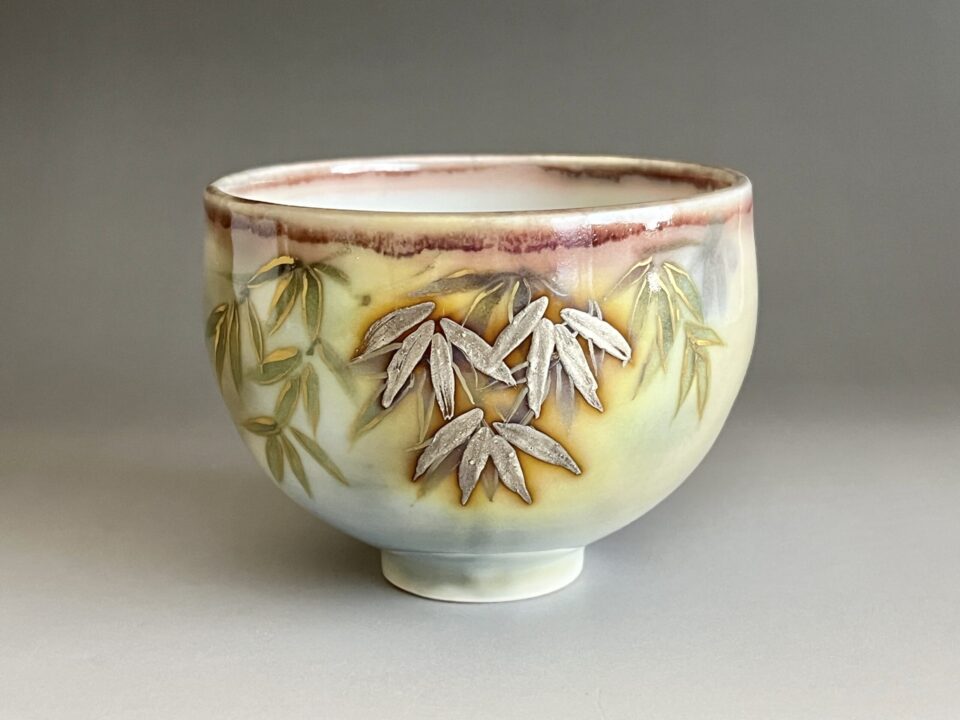 ★ 伊藤北斗 （師 人間国宝 藤本能道） 釉描色絵　金銀彩　茶碗　茶道具　出展作品