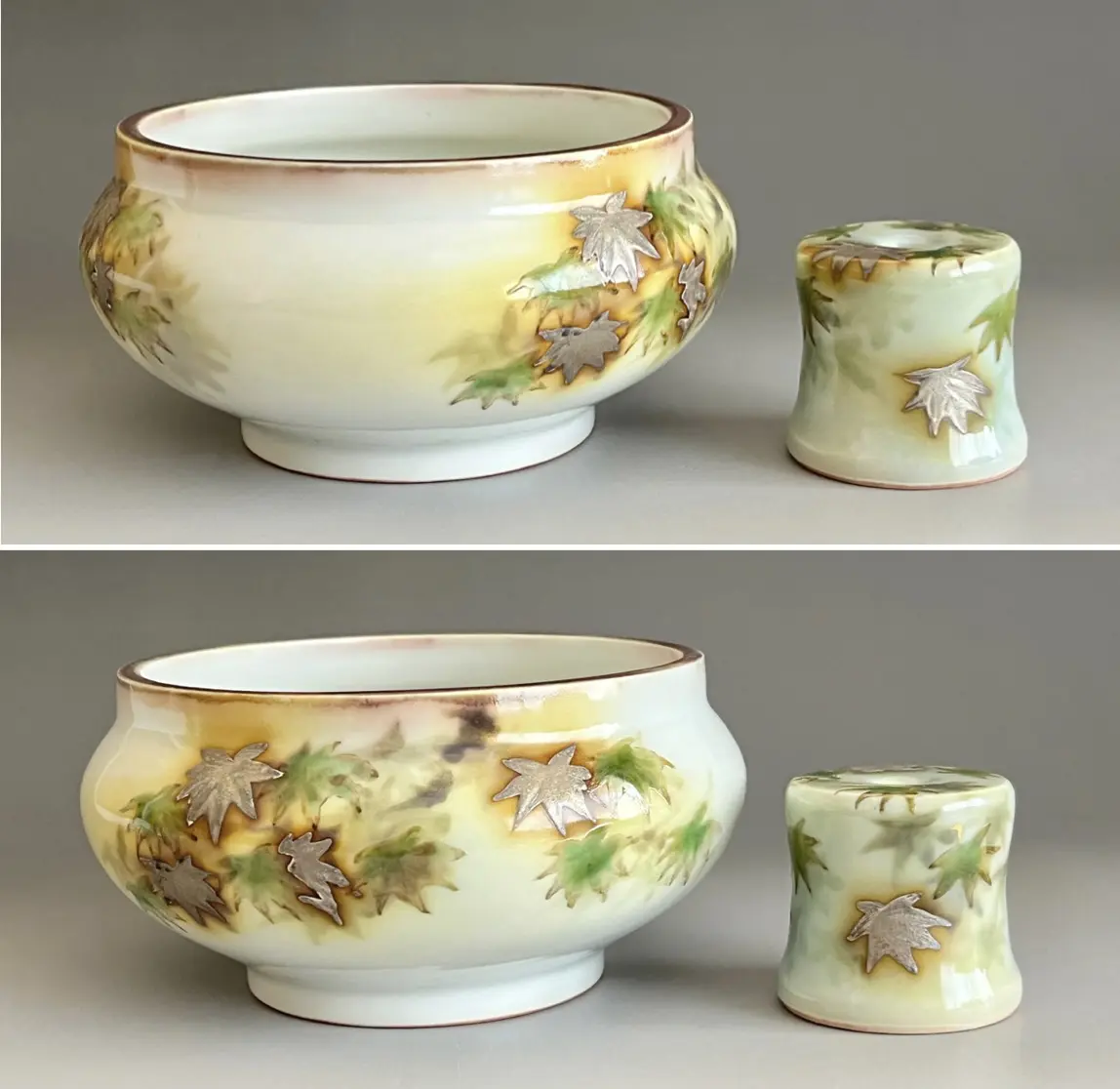 美品「伊藤北斗」作 釉描色絵銀彩筥『月夜の夢』共箱付 壺 つぼ 花瓶 TAKIYA】8192 伊藤北斗 『釉刻色絵金銀彩筥』菓子器 茶道具 箱 蓋物