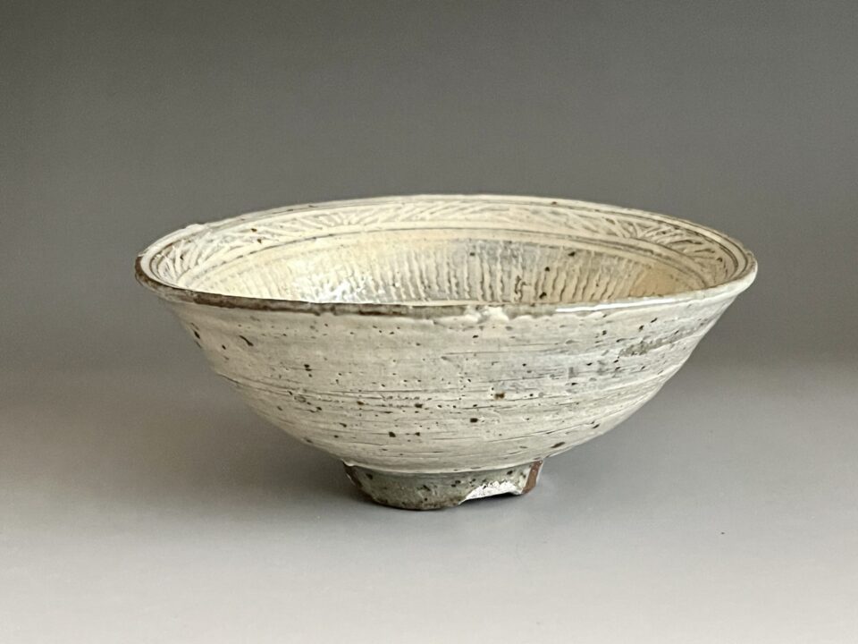 吉田明 （師 江崎一生） 三嶋茶碗　花三島茶碗　刷毛目　茶道具