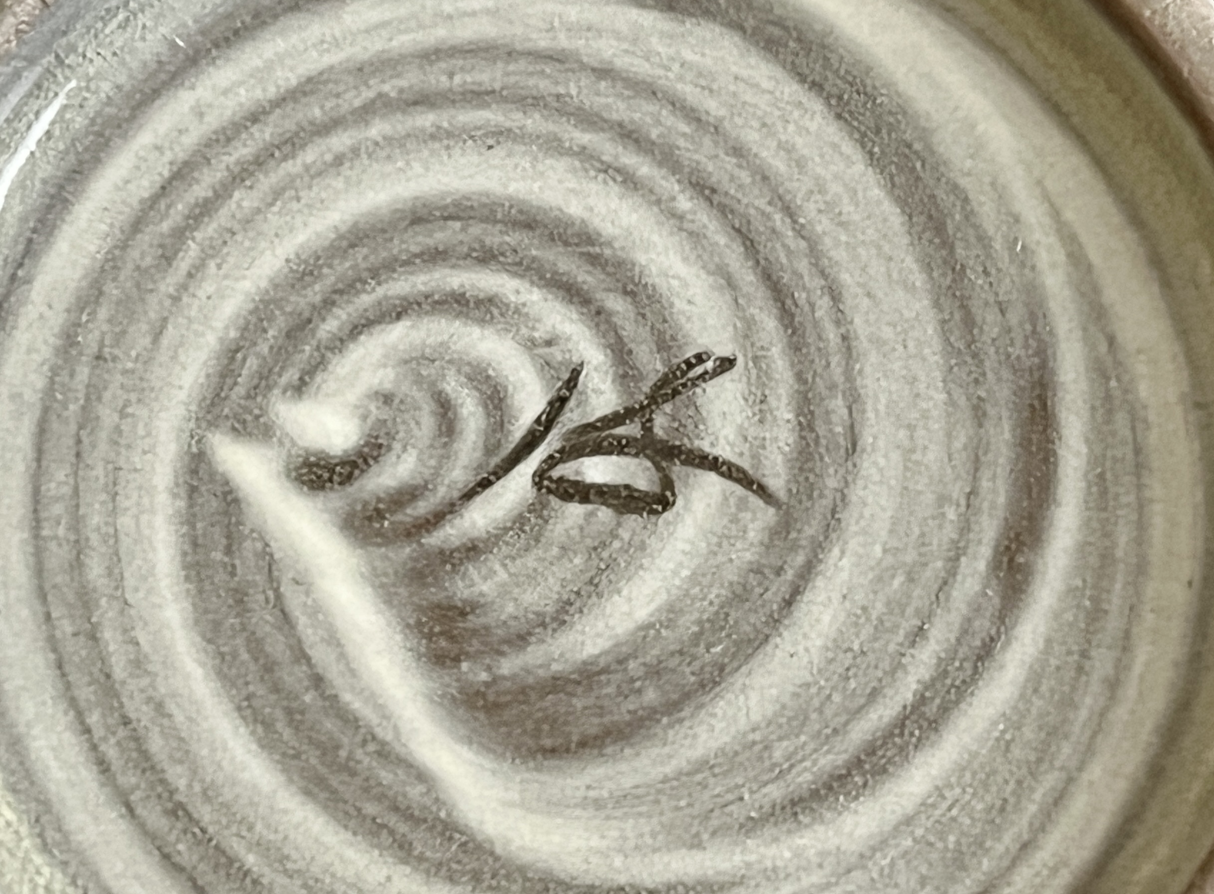 十三代 横石臥牛　現川焼　白鷺　夫婦蓋付湯呑　二客　湯碗の陶印