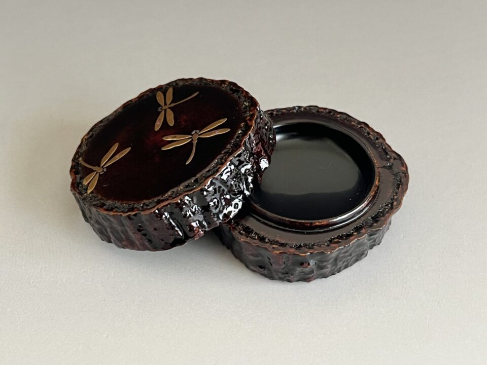 多田桂寛　山中塗　蜻蛉　蔦皮　香合　蒔絵　茶道具
