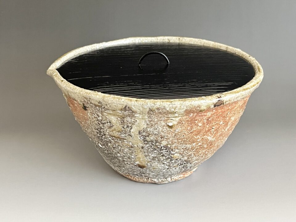 ★ 奥田英山　信楽　片口水指　胴径25.3㎝　茶道具